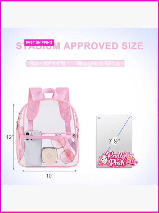 Clear Backpack Stadium Approved 12x6x12 Waterproof PVC main image 5